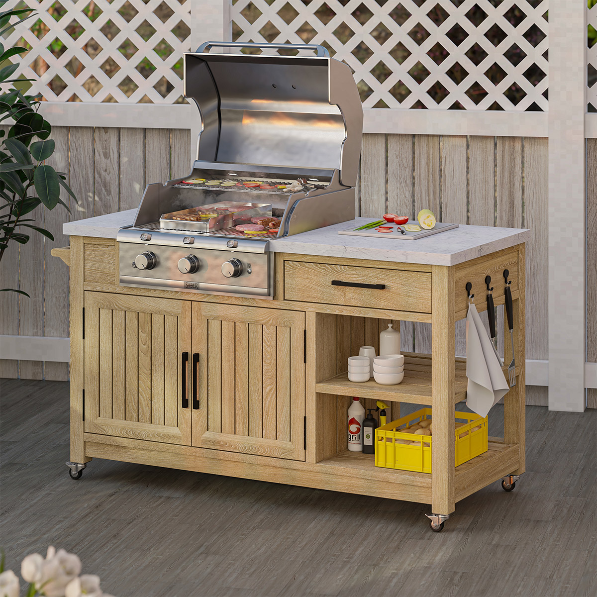 Bill Outdoor BBQ Kitchen Cart with Storage & BBQ Grill Space