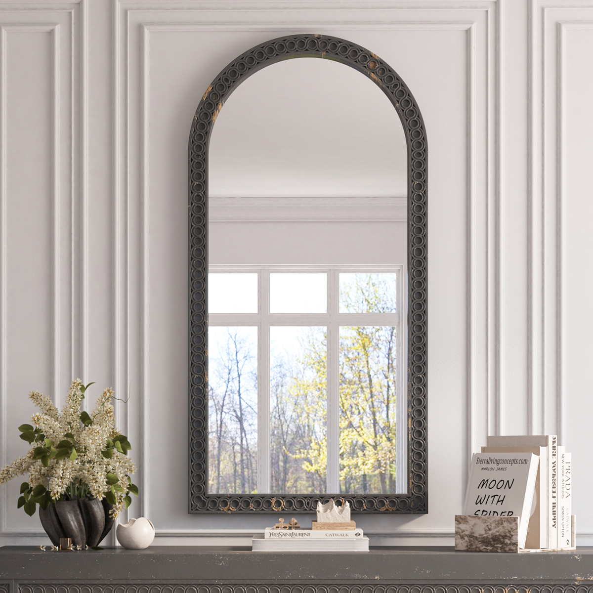 Wellington Wooden Hand Carved Arched Mirror Frame
