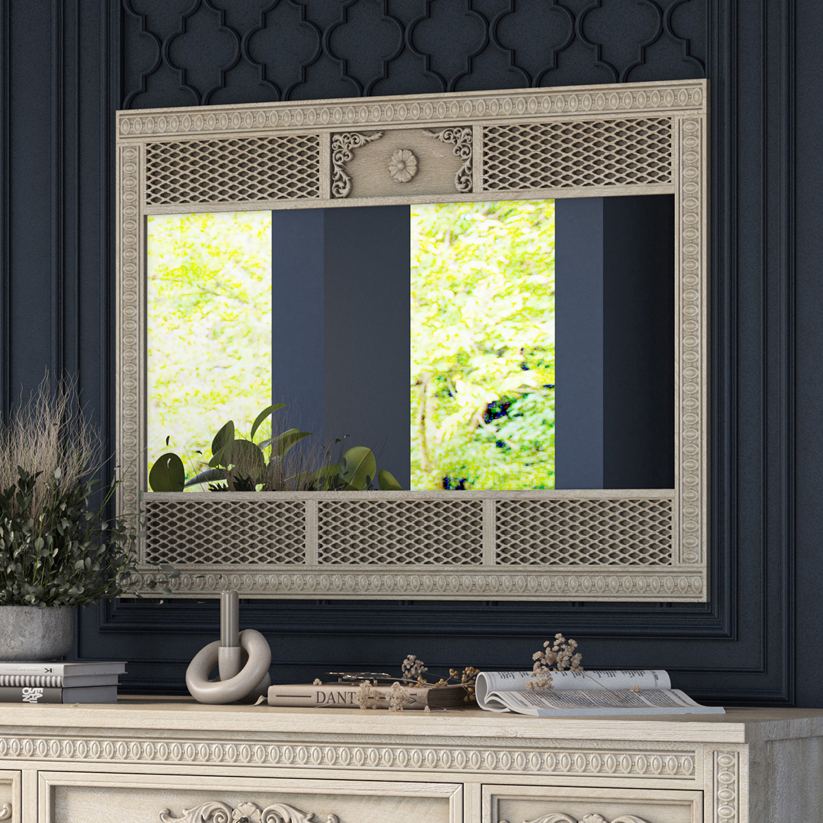 Pittsburg Hand Carved Solid Wood Mirror Frame
