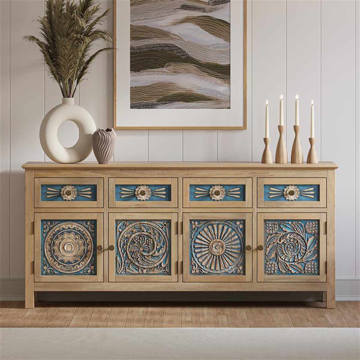 Robson Traditional Solid Wood Sideboard Cabinet with Drawers