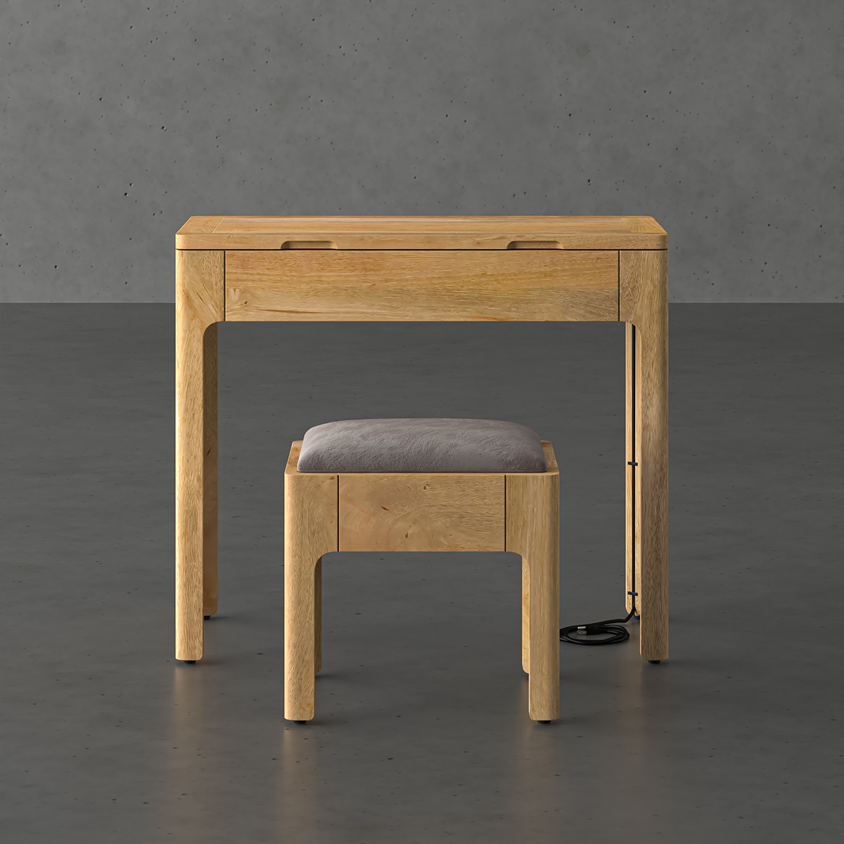 Matane Small Mirrored Vanity Desk with Stool