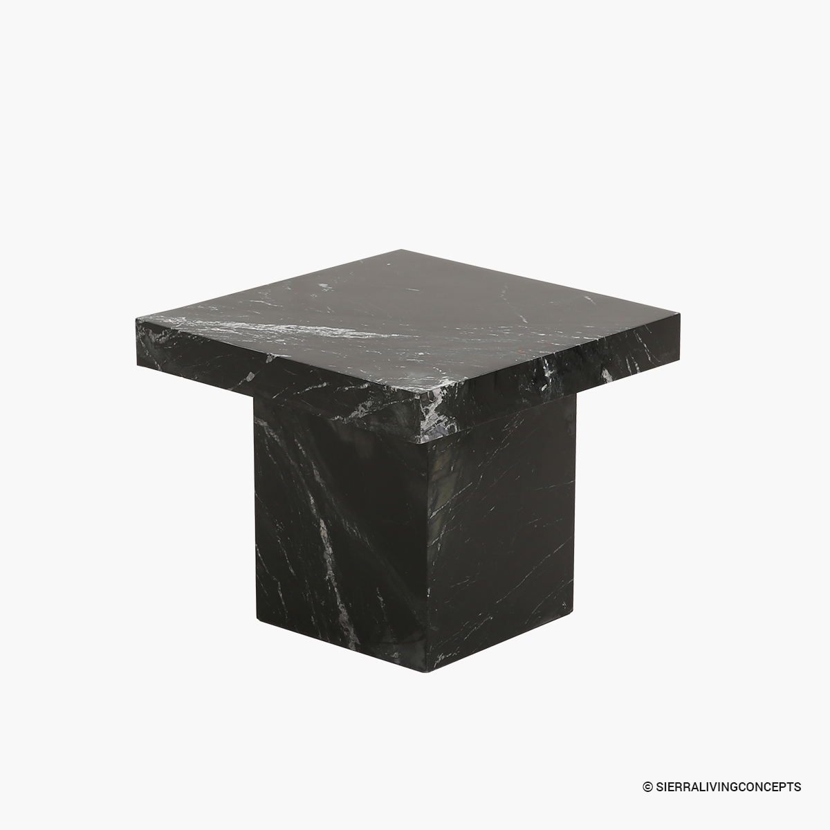 Belleville Modern Marble Black Square End Table