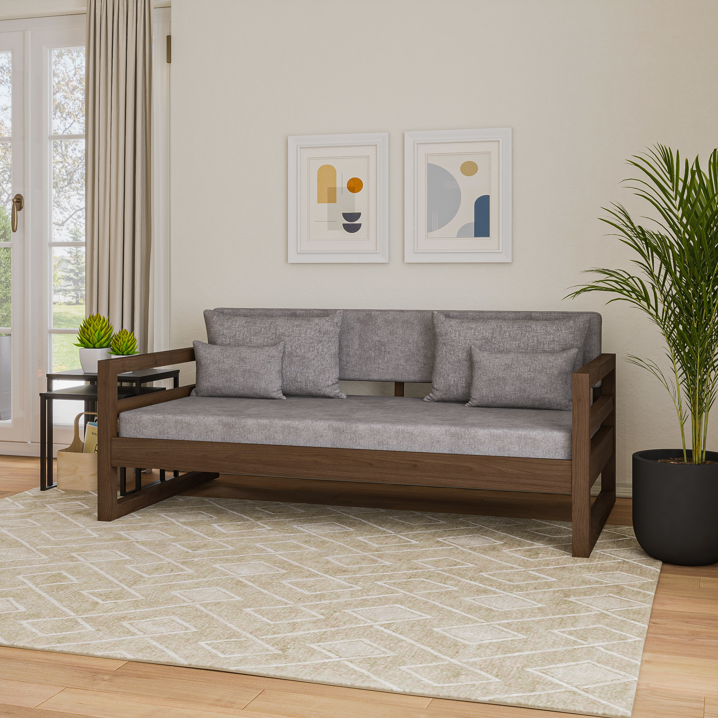 Kenora Rustic Solid Wood Upholstered Daybed