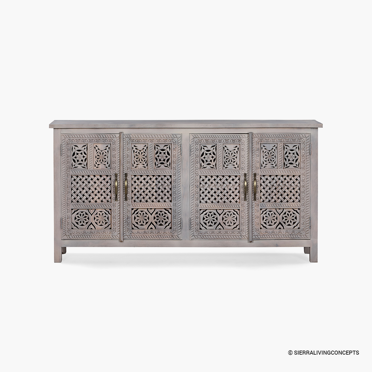Swansea Whitewashed 74 Inch Sideboard Buffet Cabinet