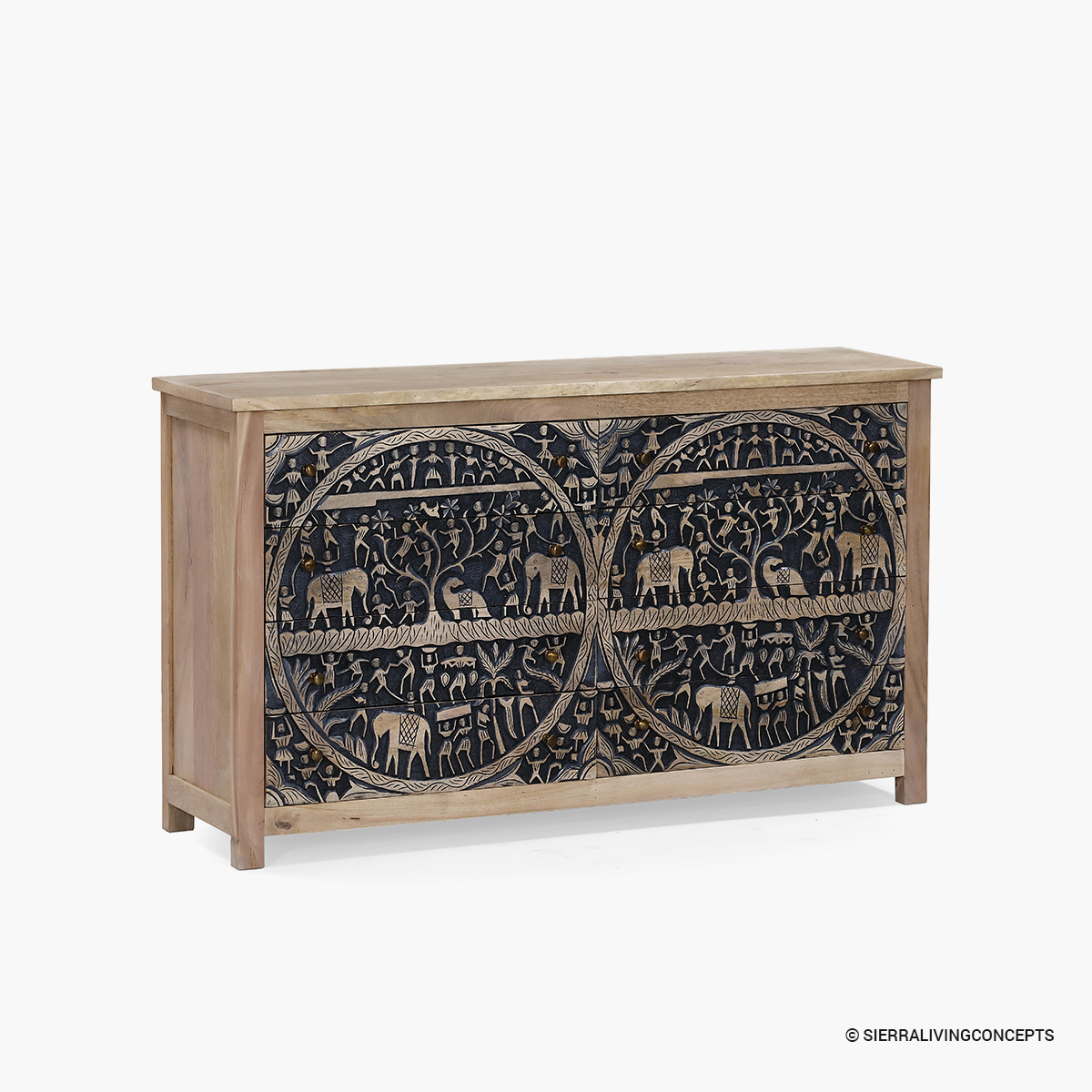 Cliffcrest Hand Carved Rustic Dresser with 8 Drawers