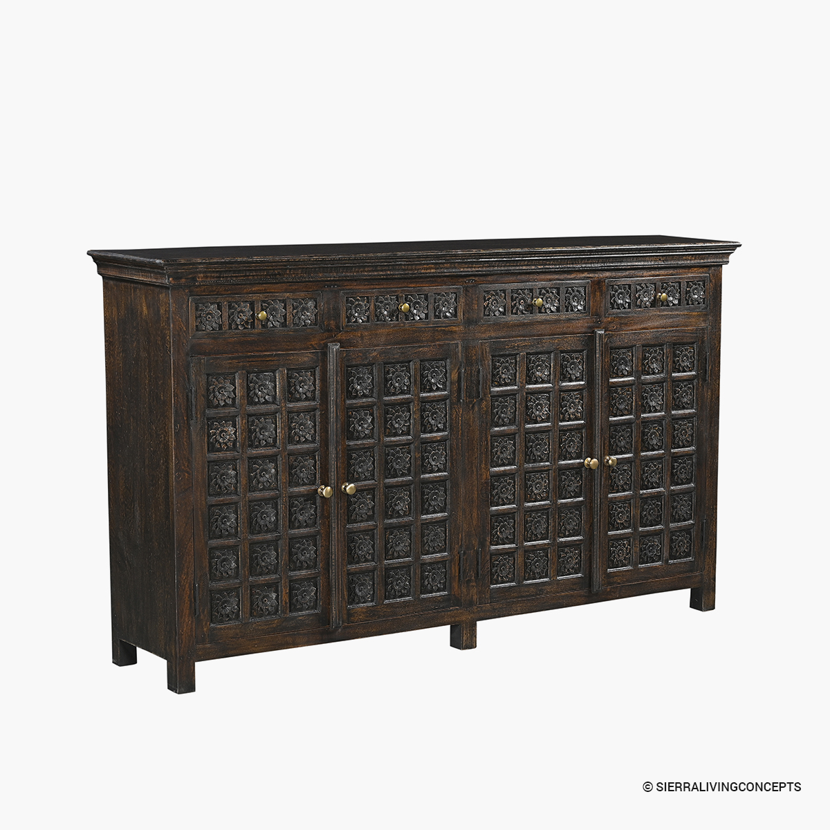 Kootenay Ornate Rustic Brown Sideboard Cabinet with Drawers