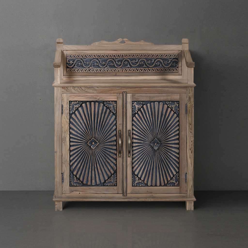 Taber Ornate Hand Carved 2 Door Accent Storage Cabinet