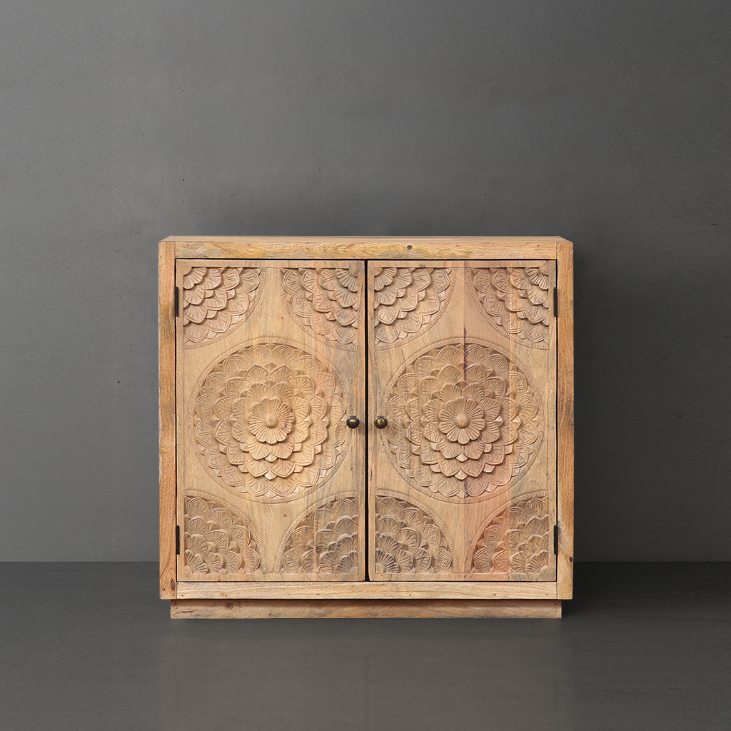 Pictou Carved Rustic Accent Storage Cabinet with Doors