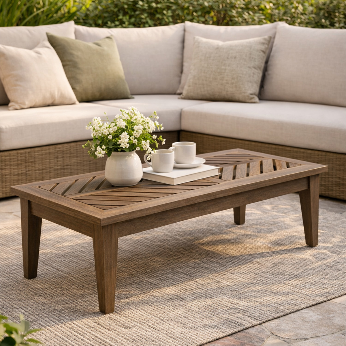 Valence Teak Rectangular Outdoor Coffee Table