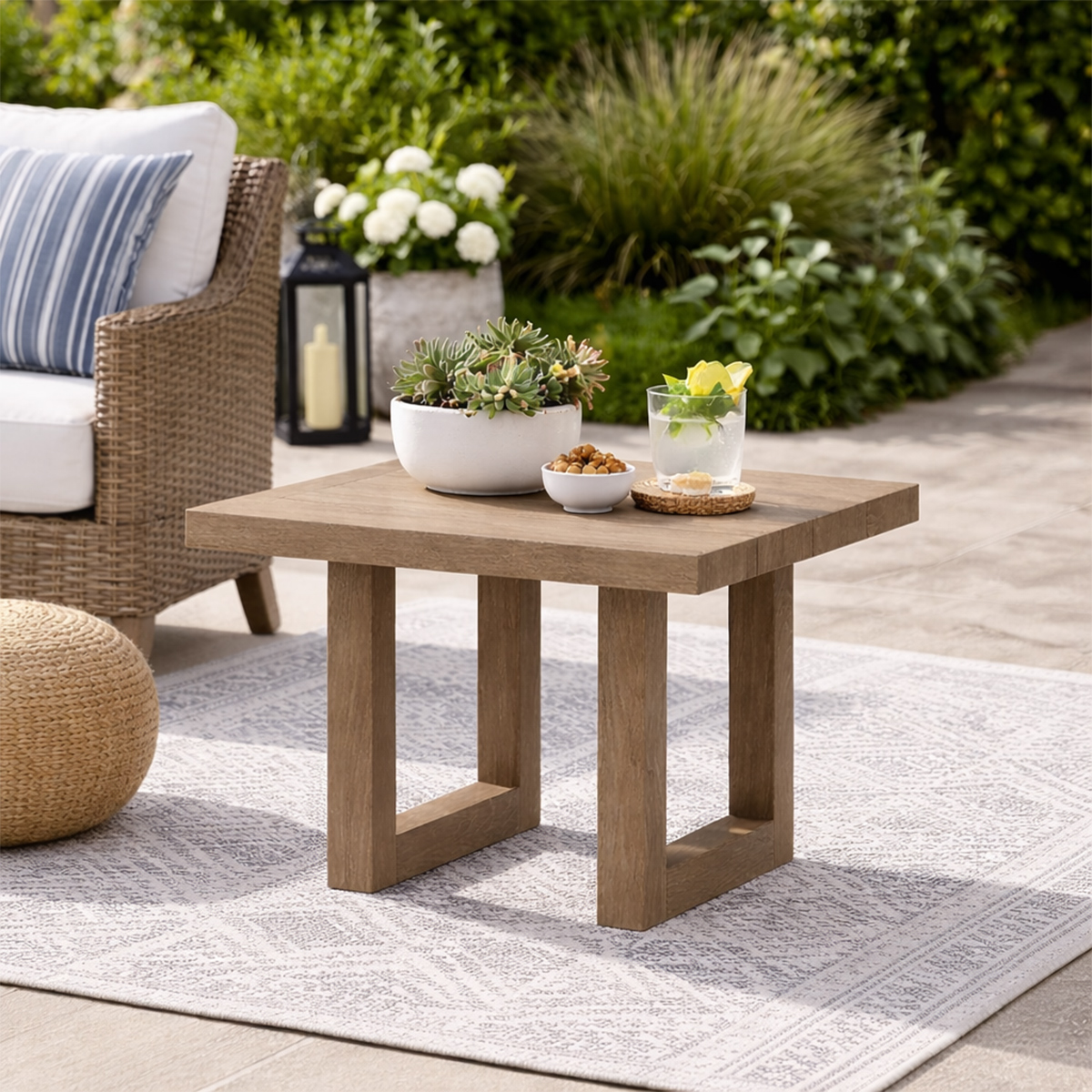 Narrogin Rustic Teak Wood Outdoor End table