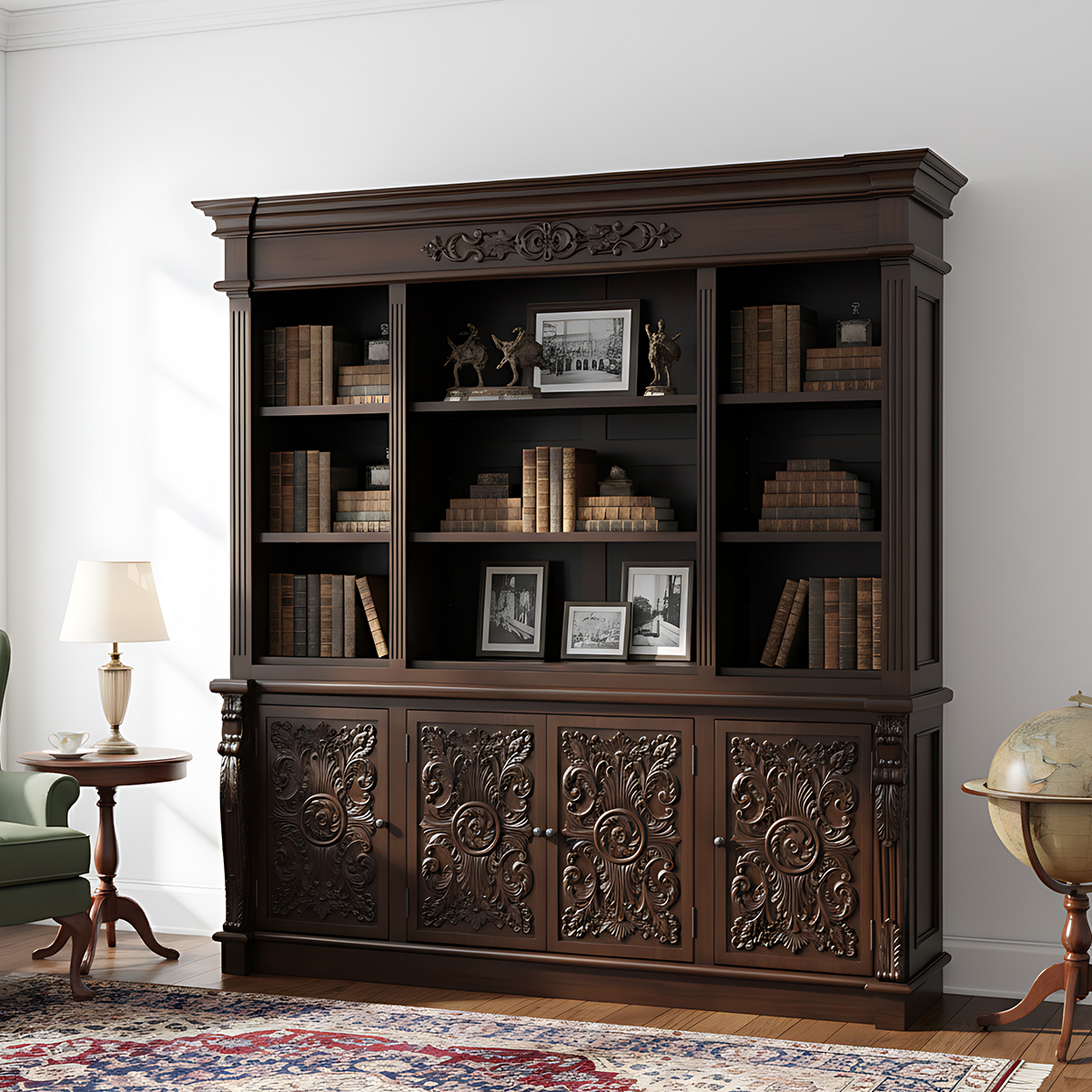 Washington Handcarved Home Office Extra Large Bookcase