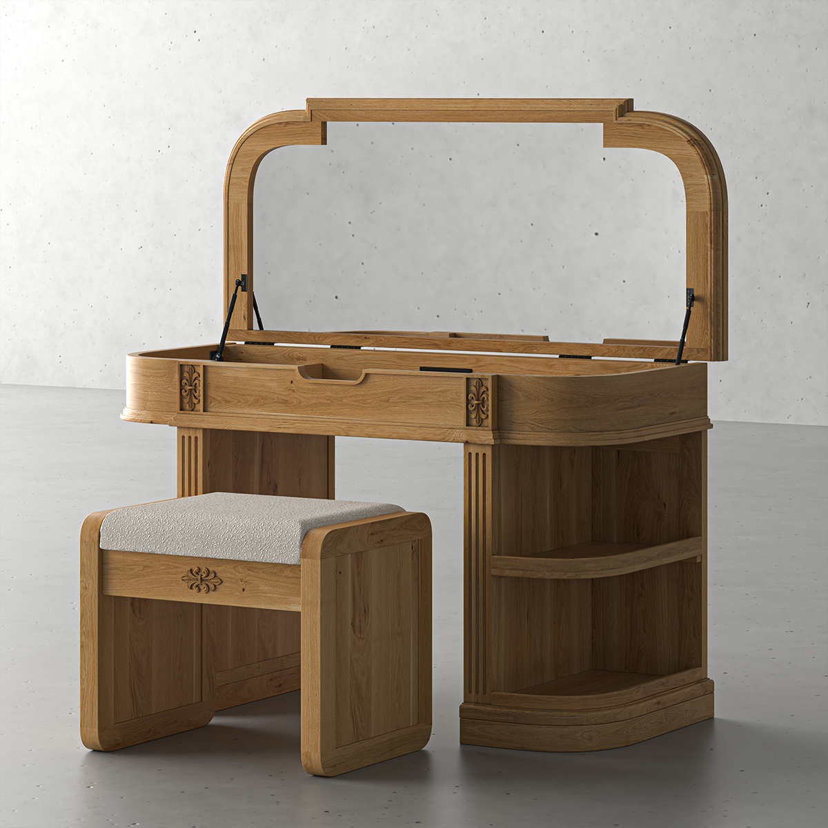 Kaslo Modern Makeup Vanity Desk with Mirror & Stool