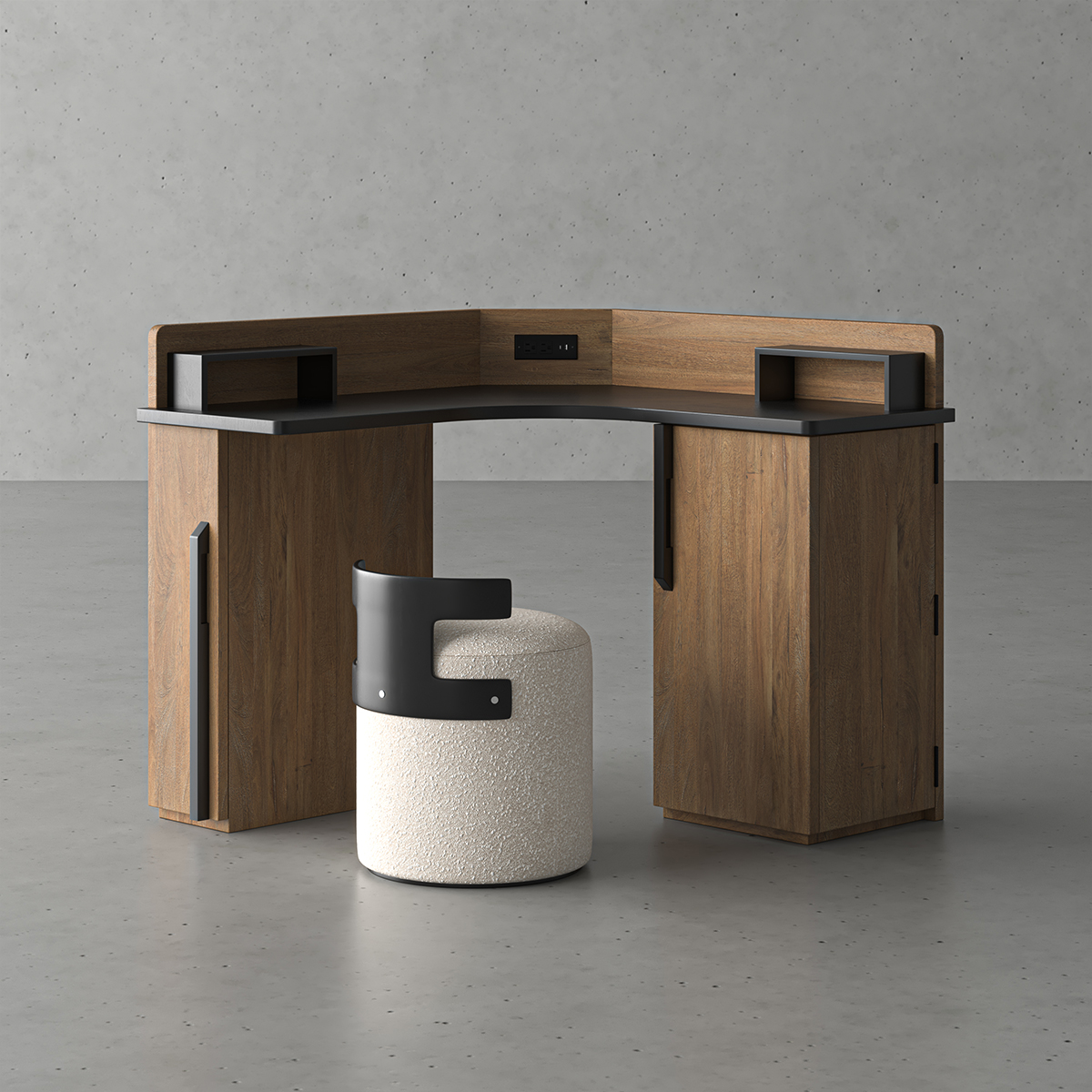 Moraine Modern Glam Corner Makeup Vanity with Stool