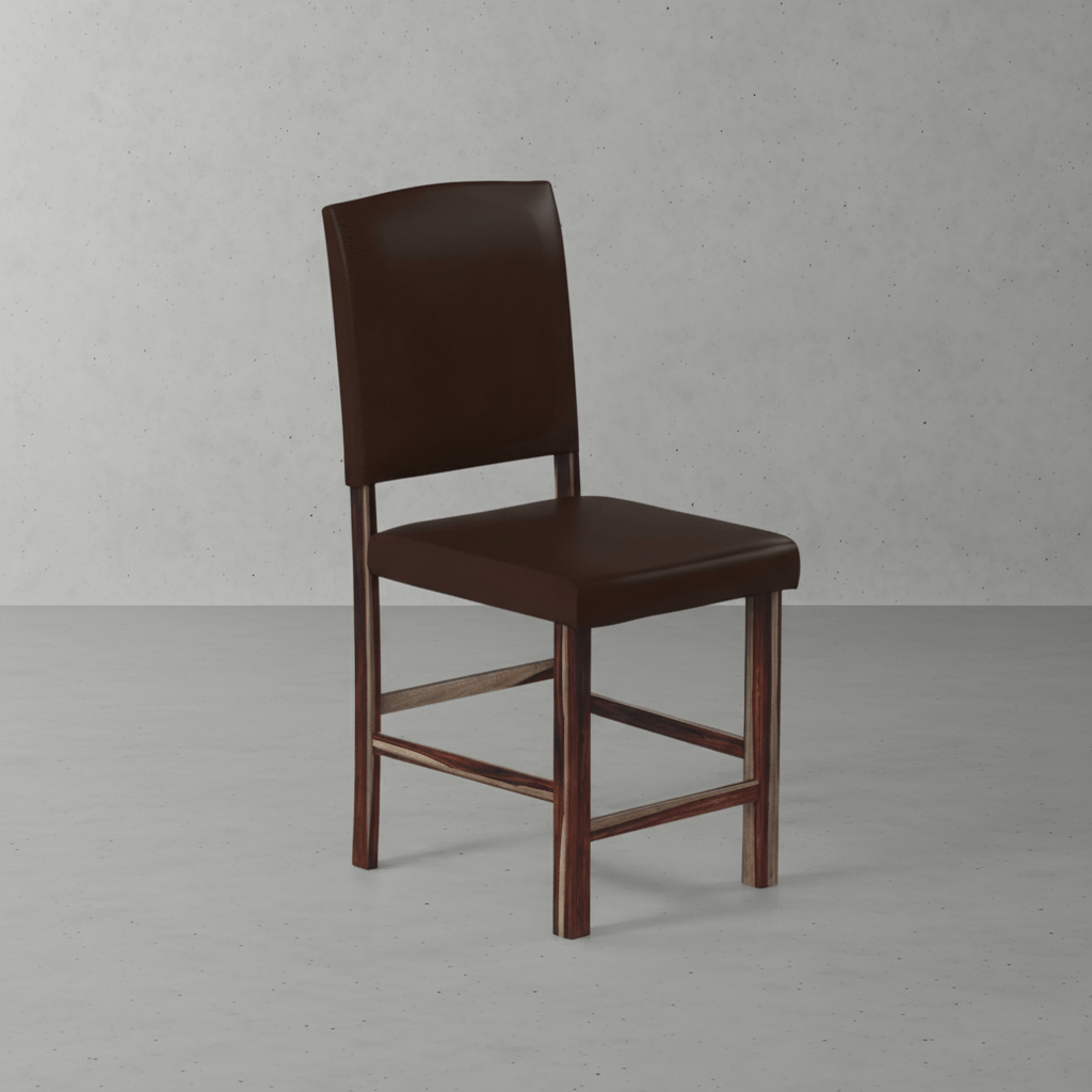 Albacete Solid Wood Brown Leather Bar Chair