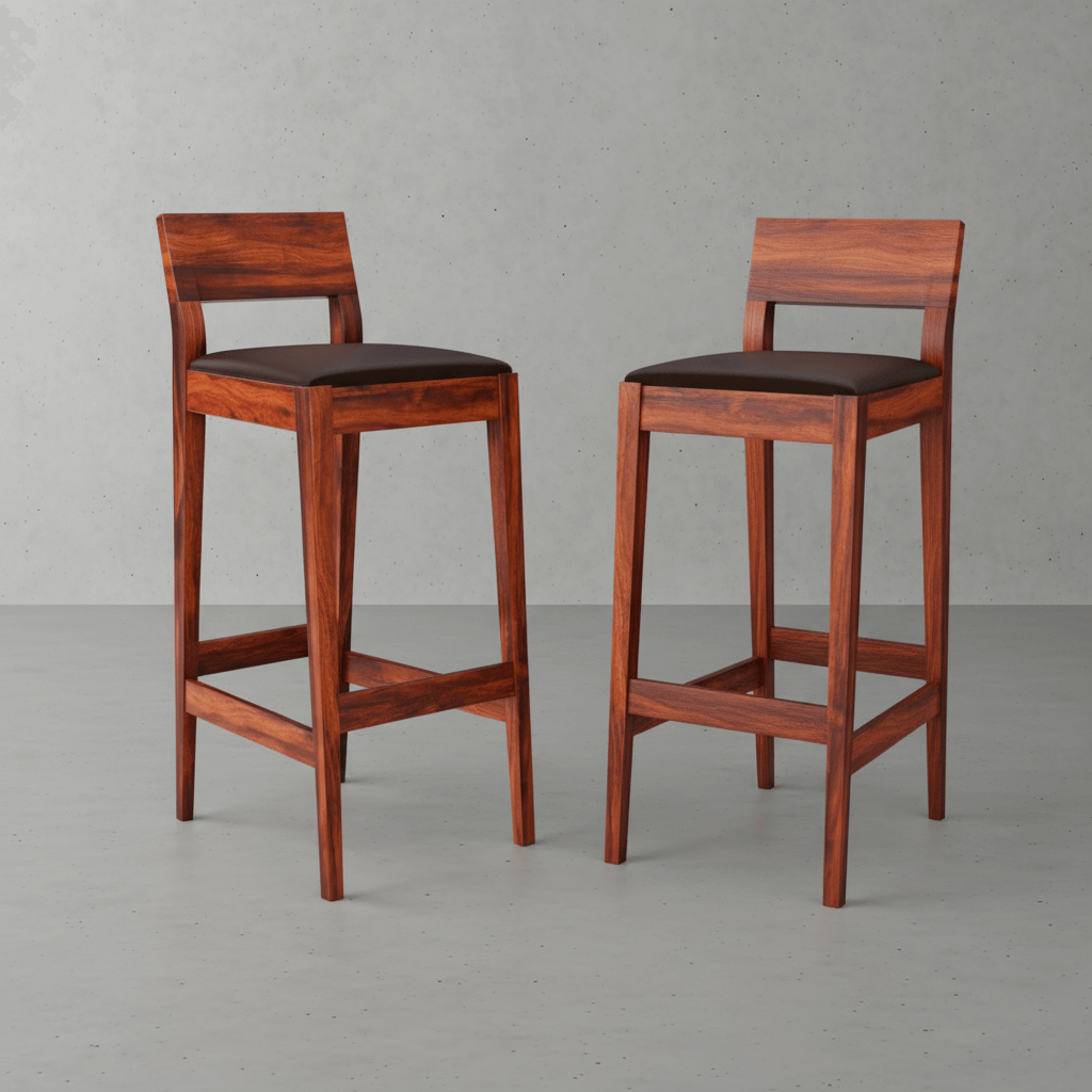 Lincoln Modern Rustic Solid Wood Low Back Tall Bar Chair (Set of 2)