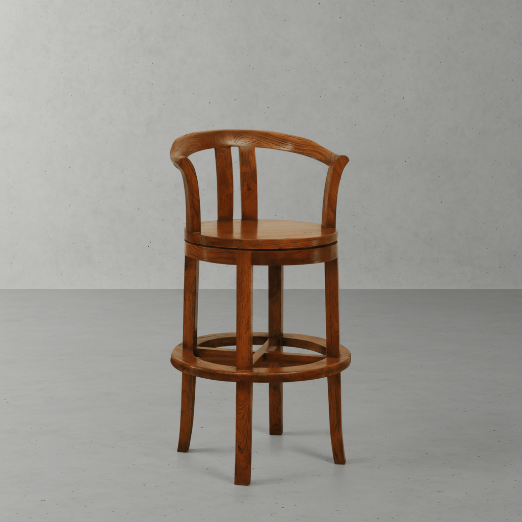 Bartow Vintage Style Teak Wood Bar Chair