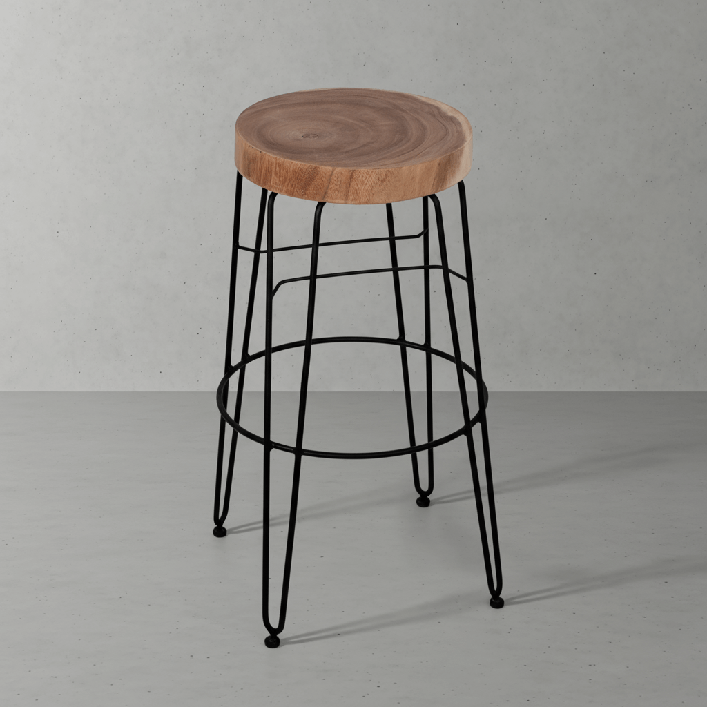 Bisbee Wood And Metal Bar Stools