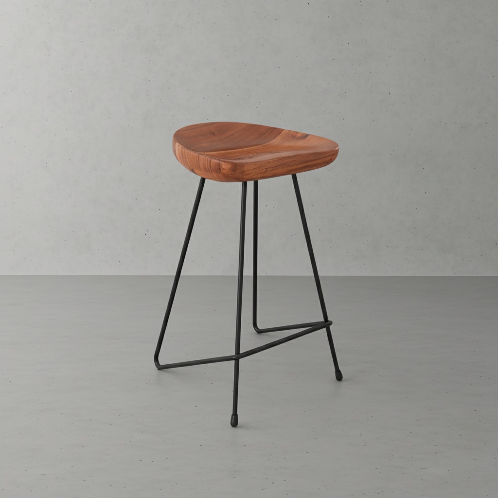Simcoe Industrial Wooden Backless Kitchen Island Stool