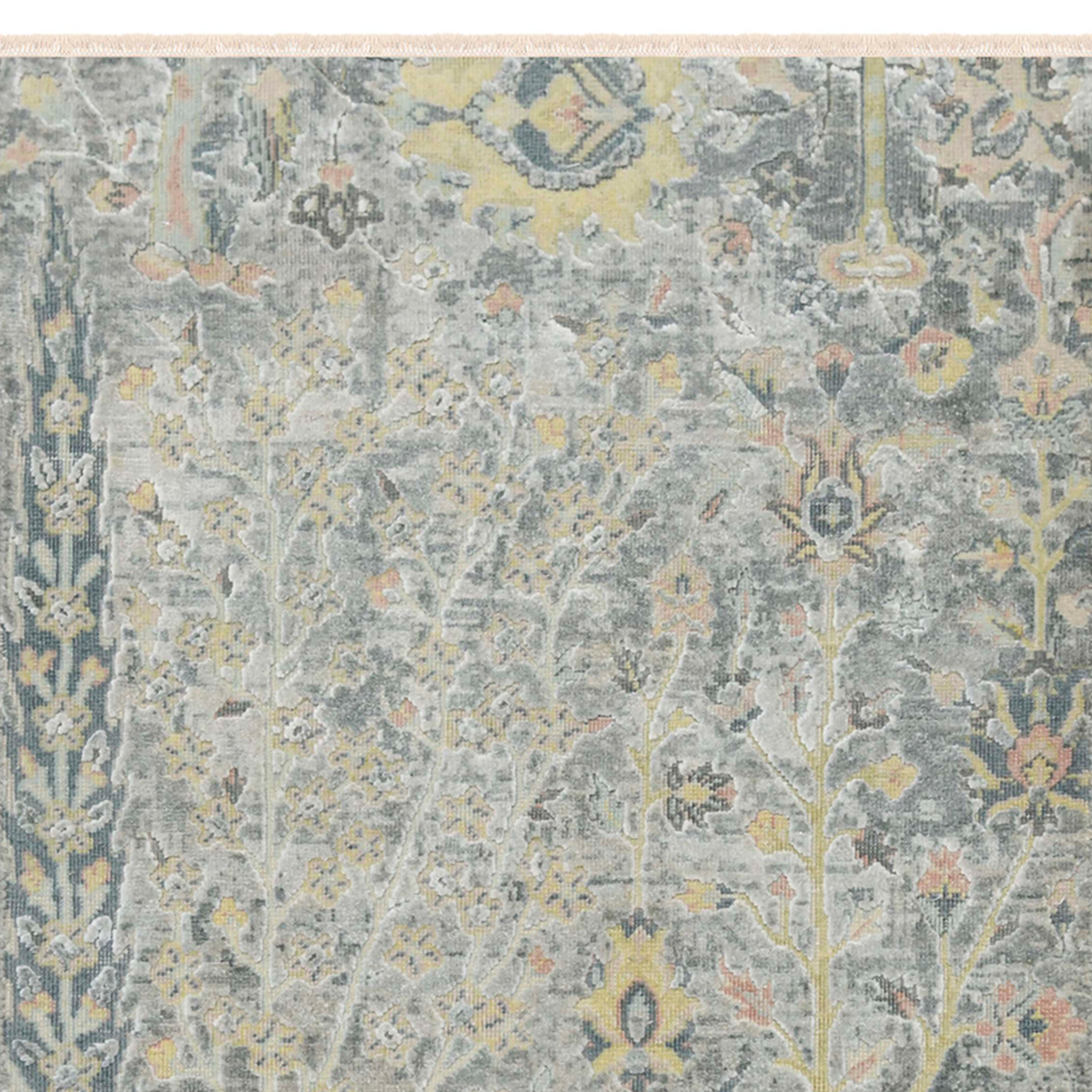 Coaticook Hand-Knotted Wool & Silk Light Grey Rug