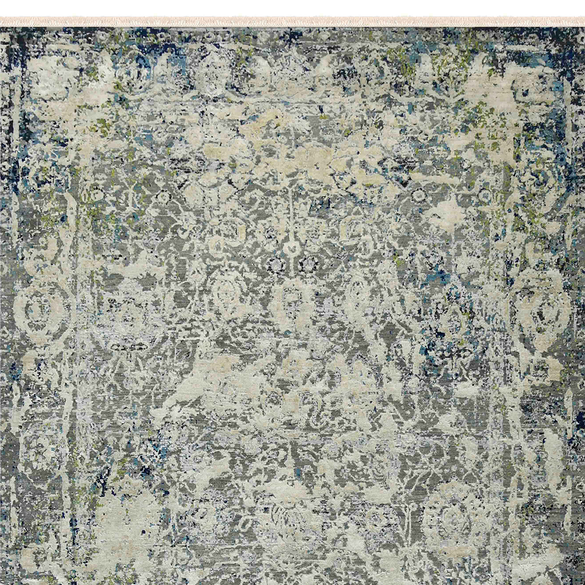 Tulare Mongolian Style Green Gray Distressed Area Rug