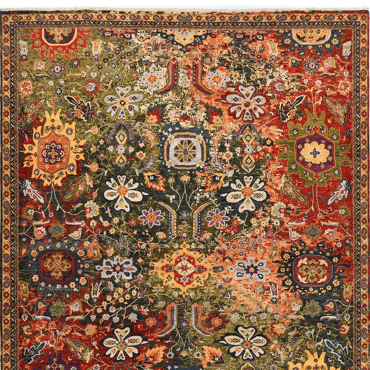 Repentigny Red Persian Style Hand Knotted Floral Carpet Rug