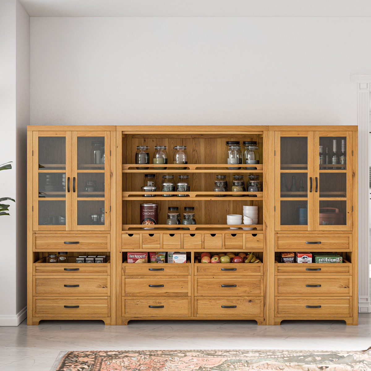 Edmonton Large Free Standing Kitchen Pantry Cabinet with Drawers
