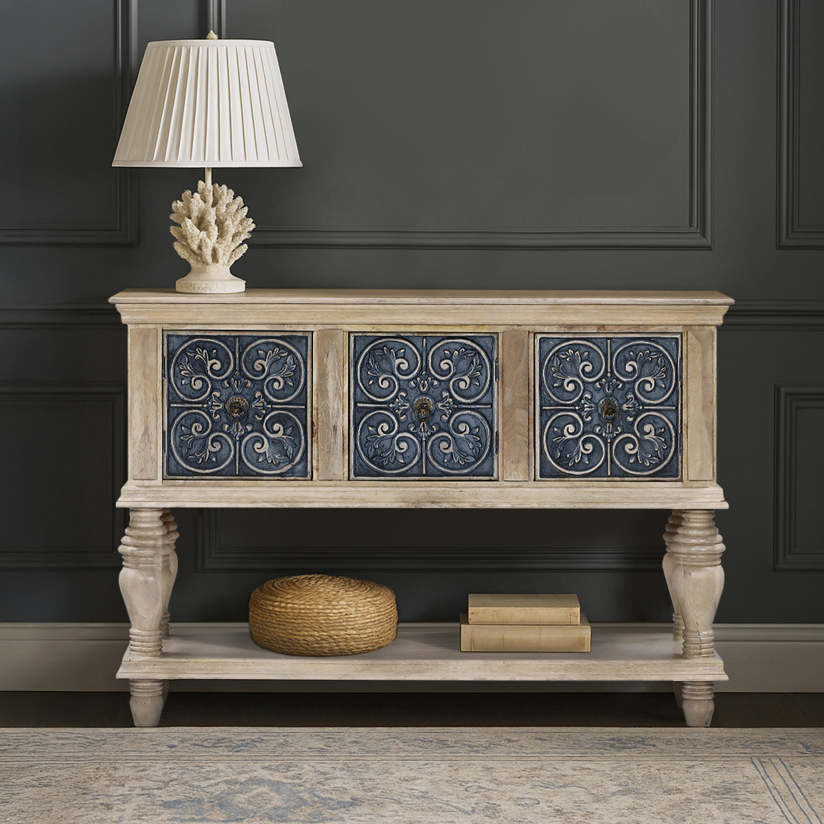 York Ornate Entryway Console Table with Storage