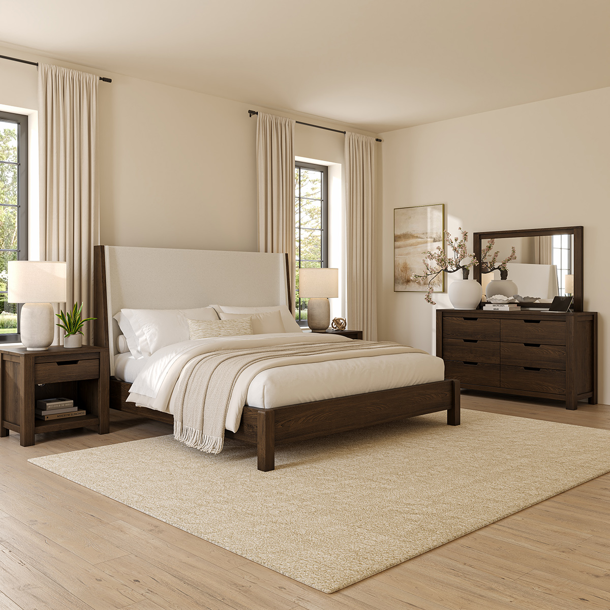 Beaver 4 Piece Modern Rustic Bedroom Furniture Set
