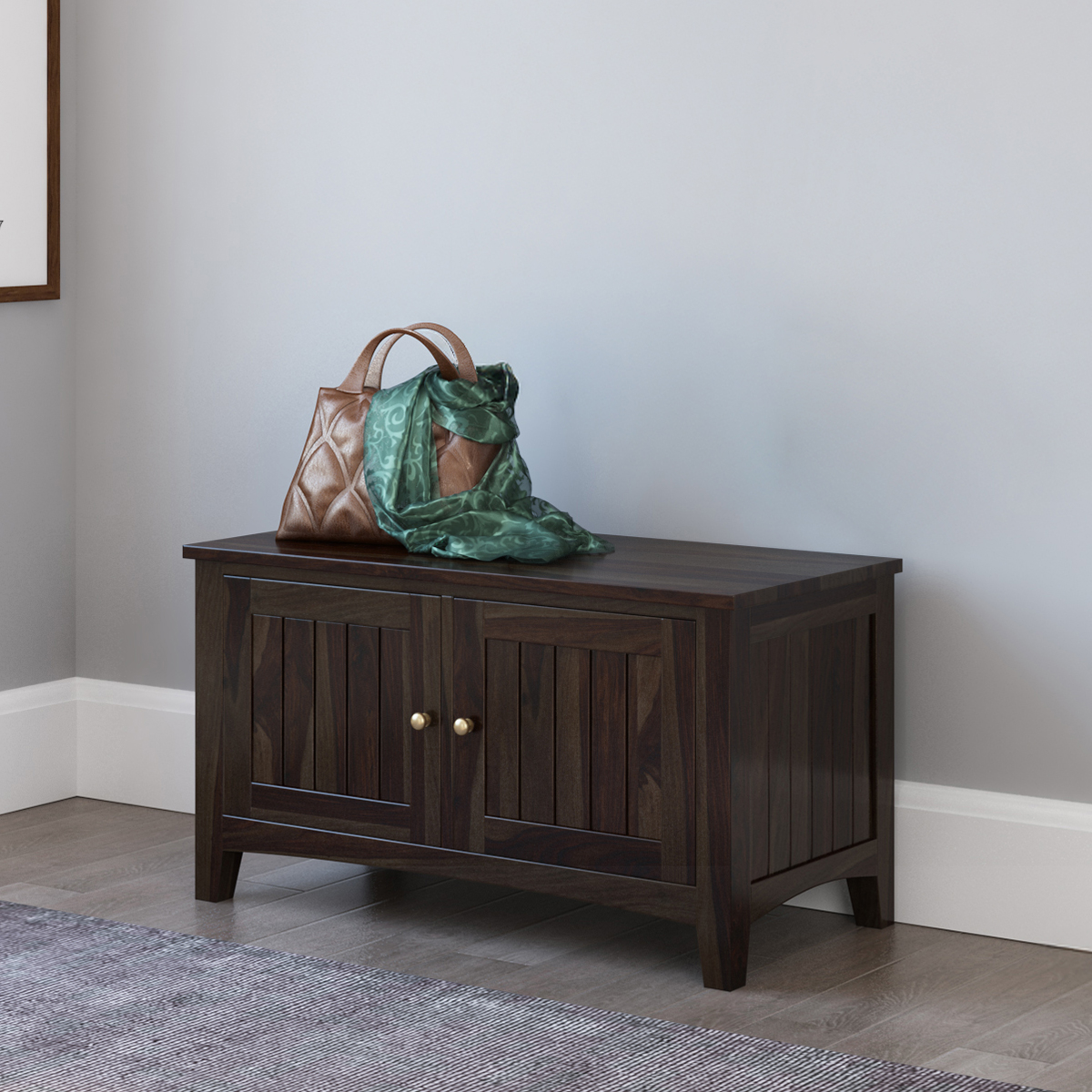 Smithsburg Dark Wood Small Entryway Bench with Storage