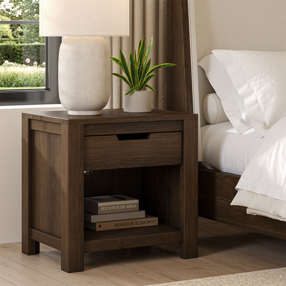 Beaver Rustic 1 Drawer Nightstand with Power Outlet Space
