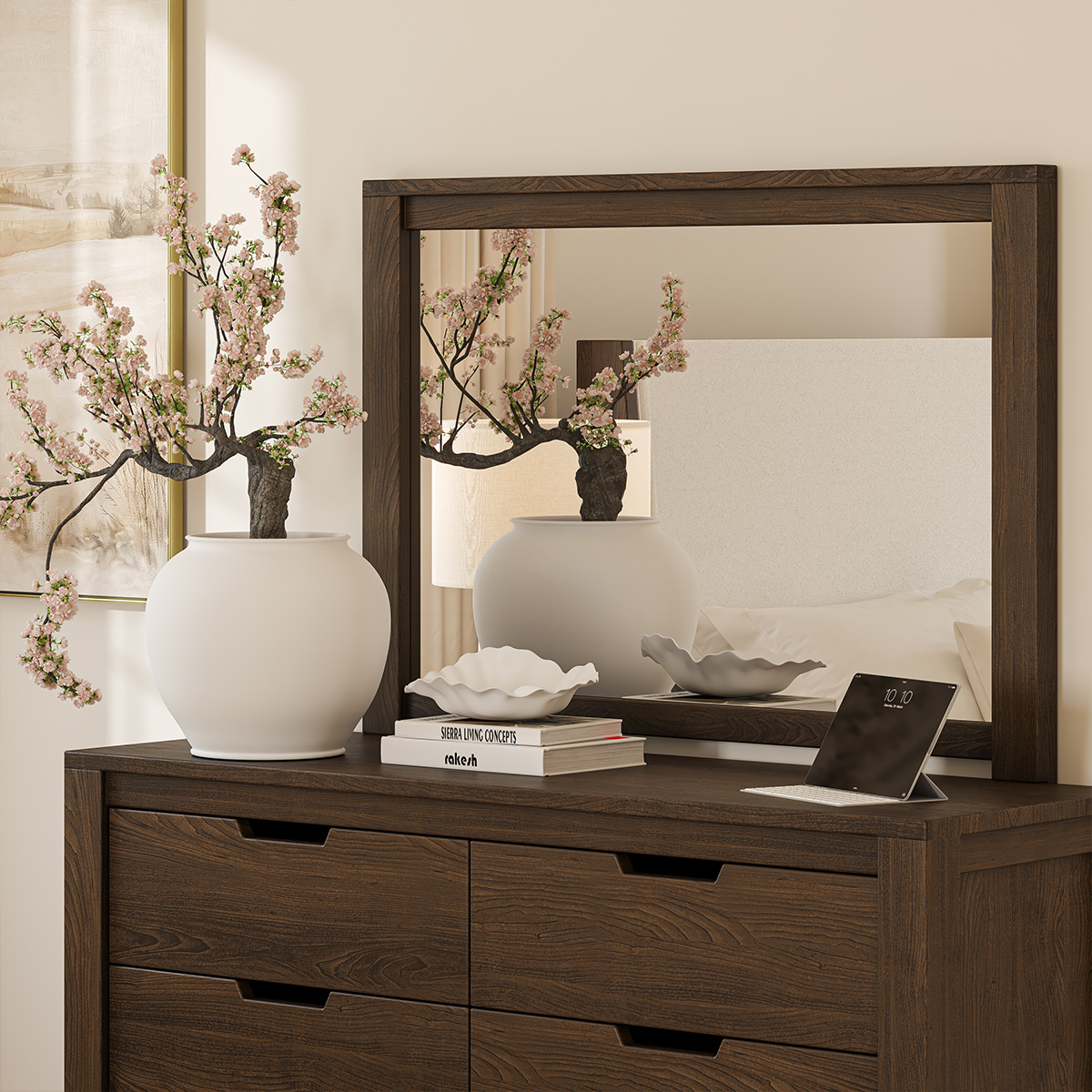 Beaver Rectangle Rustic Dark Wood Mirror Frame