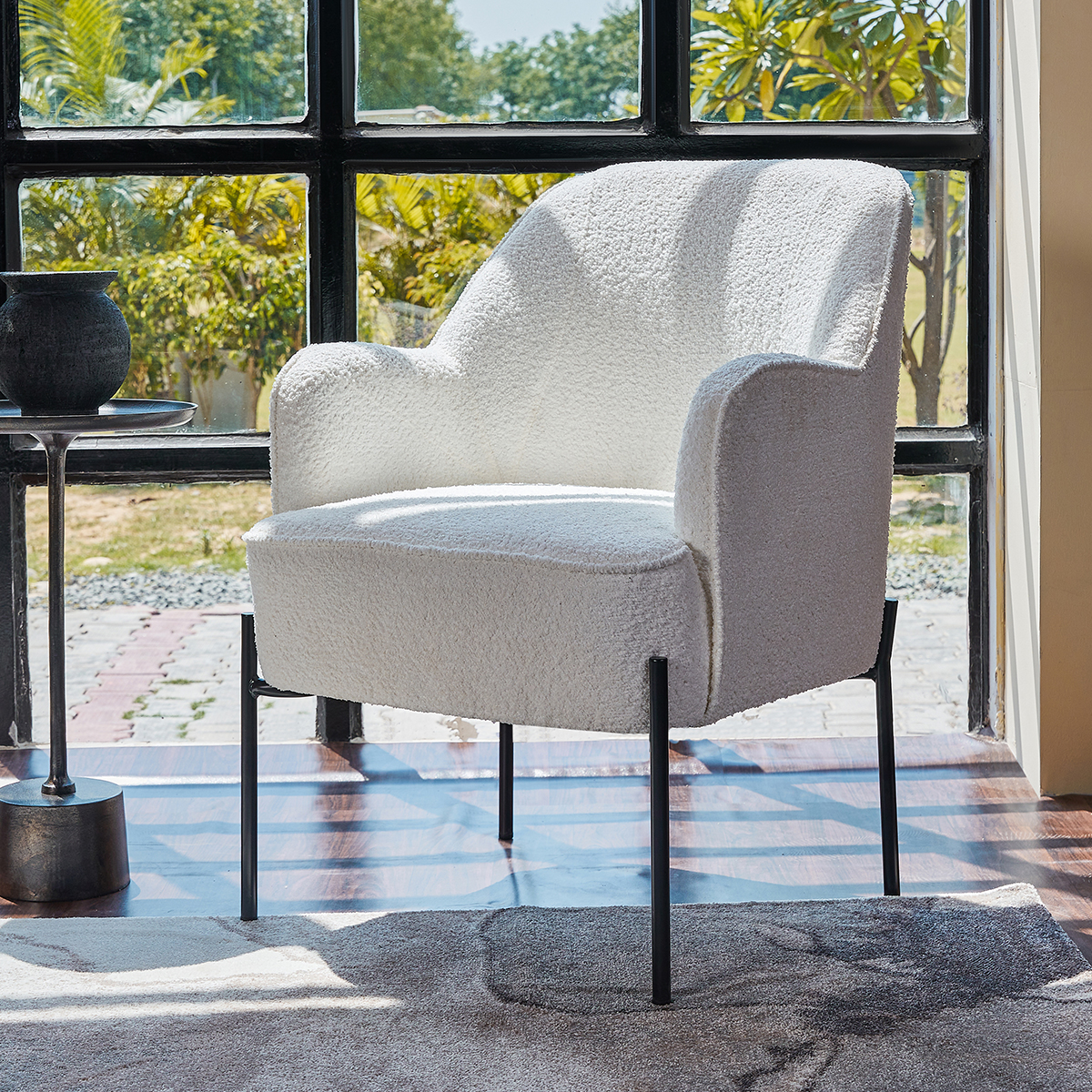 Mauricie Bouclé Fabric Upholstered Armchair