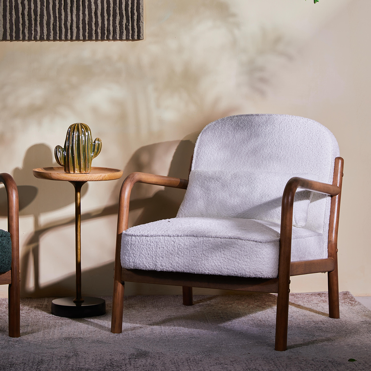 Shuswap Modern Scandi Cotton Wooden Armchair