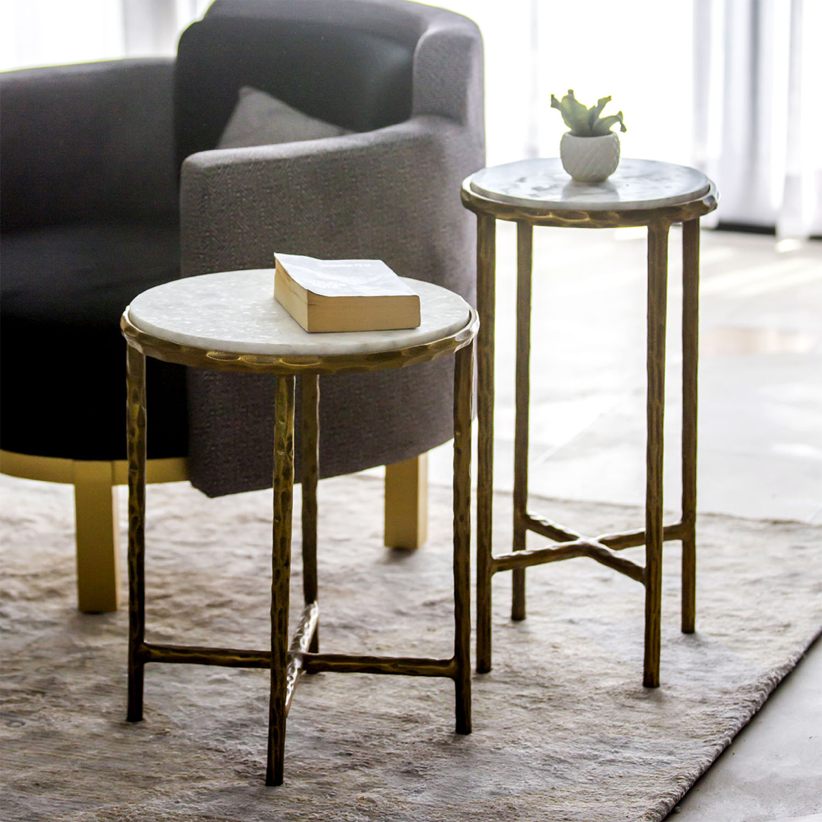 Beaconsfield Modern Glam Marble Top Accent Table Set