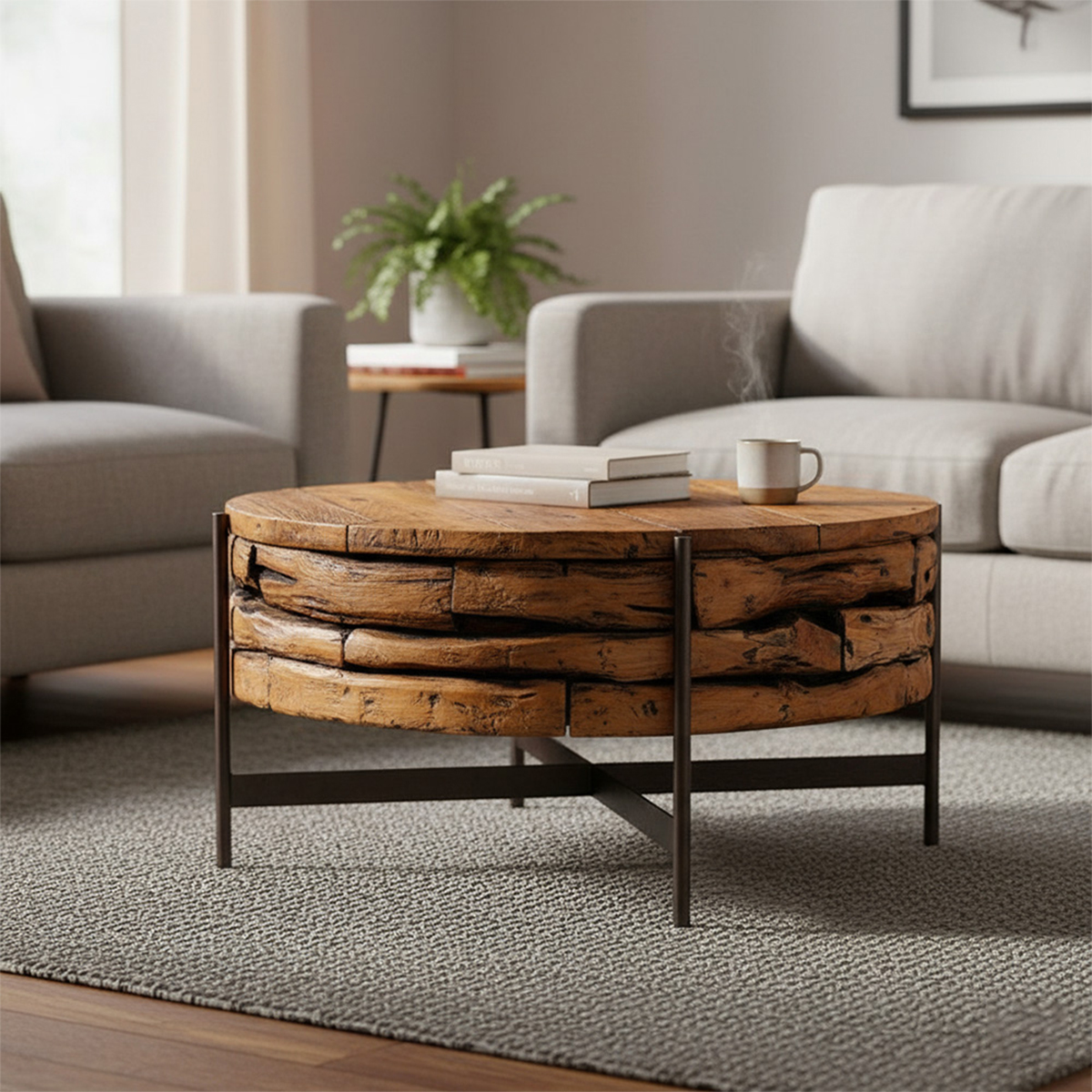 Charlemagne Modcup Round Teak Root Coffee Table