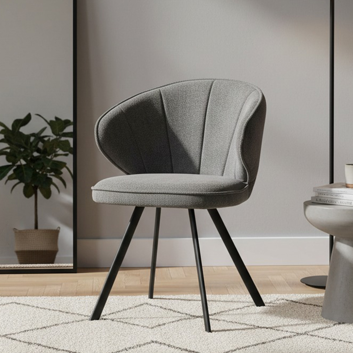 Chambly Grey Curved Back Upholstered Shell Chair