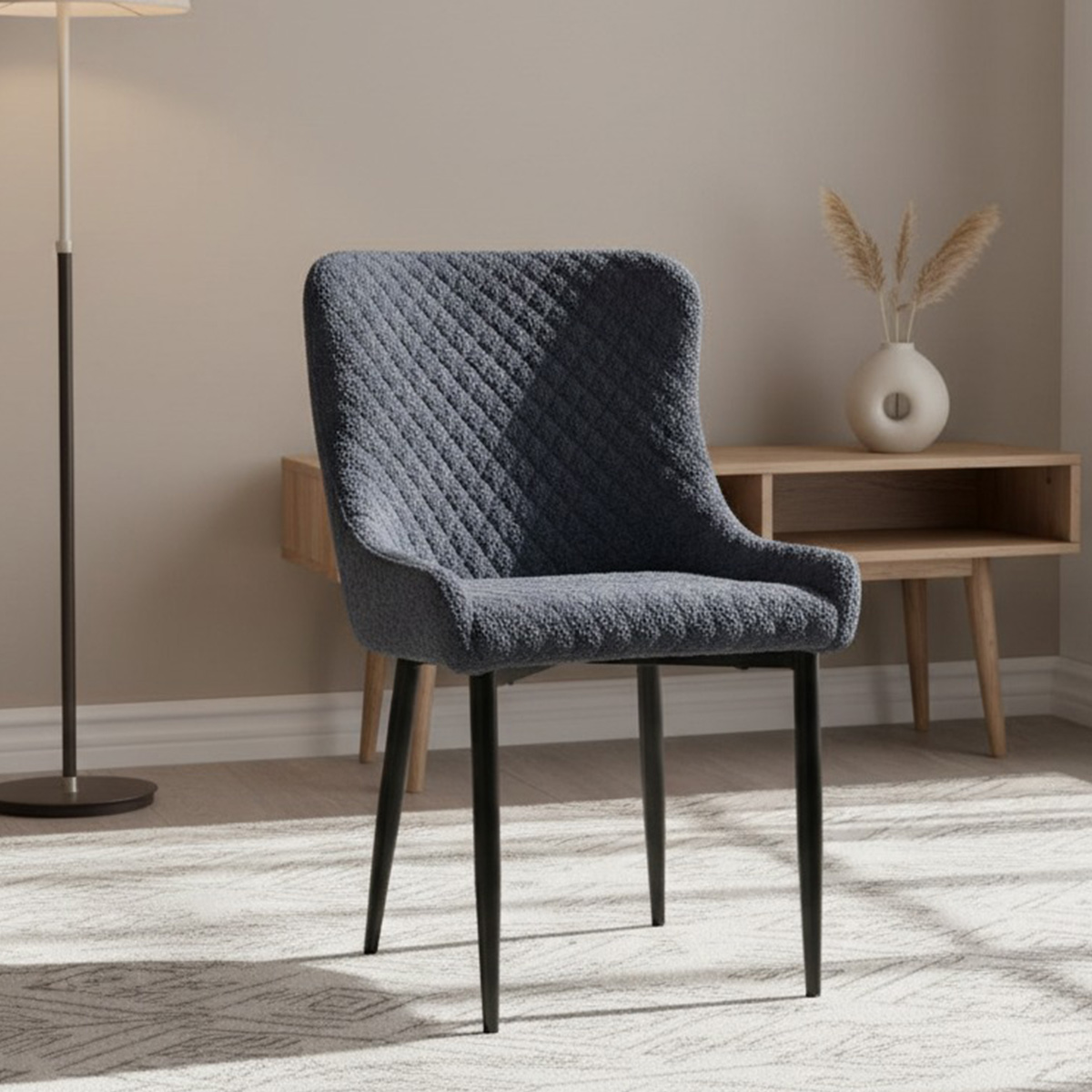 Varennes Quilted Blue Upholstered Scoop Chair