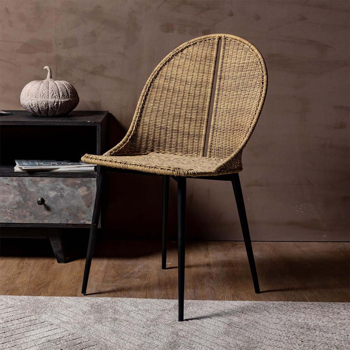 Winkler Wicker Curved Back Outdoor Armless Chair
