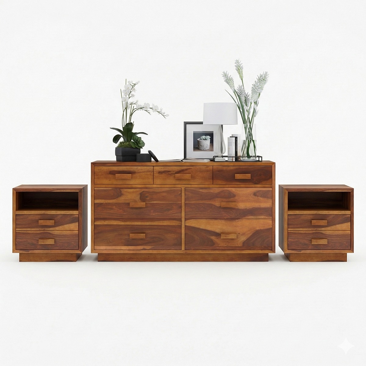 Brocton Modern Rustic Dresser and Nightstand Set