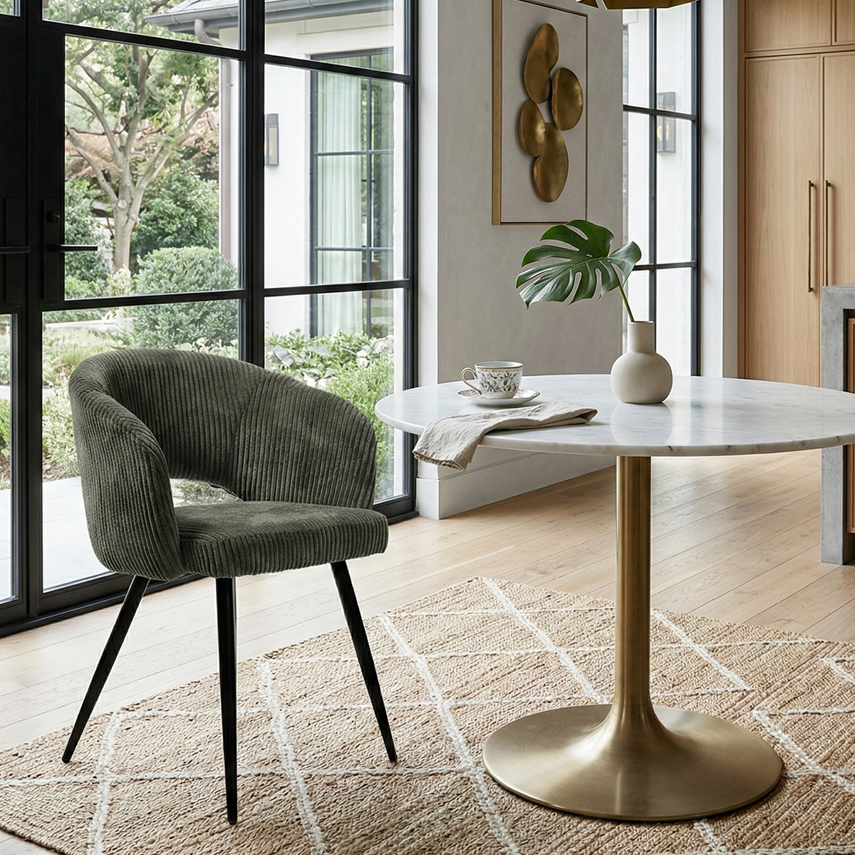 Campbellton Corduroy Curved Back Boucle Dining Chair