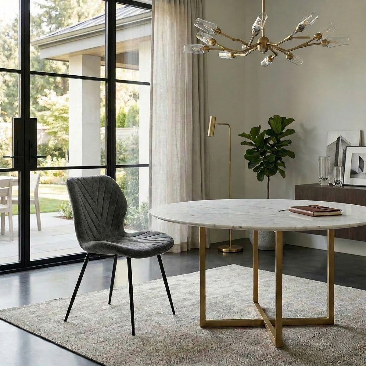 Hampstead Modern Gray Velvet Armless Dining Chair