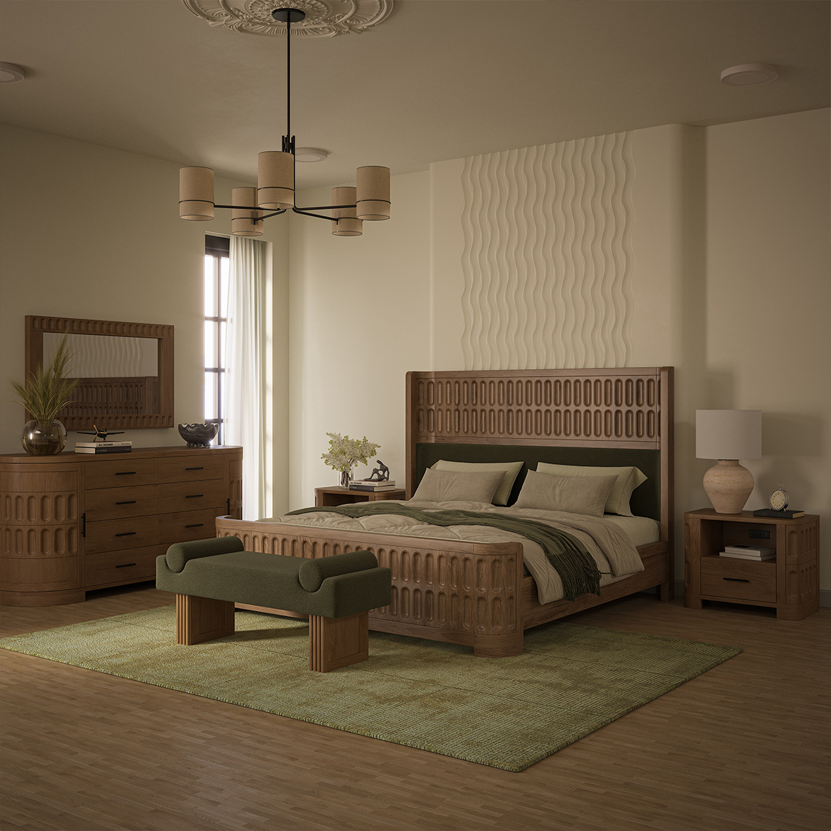 Innisfil Organic Modern Curved 5 Piece Bedroom Set