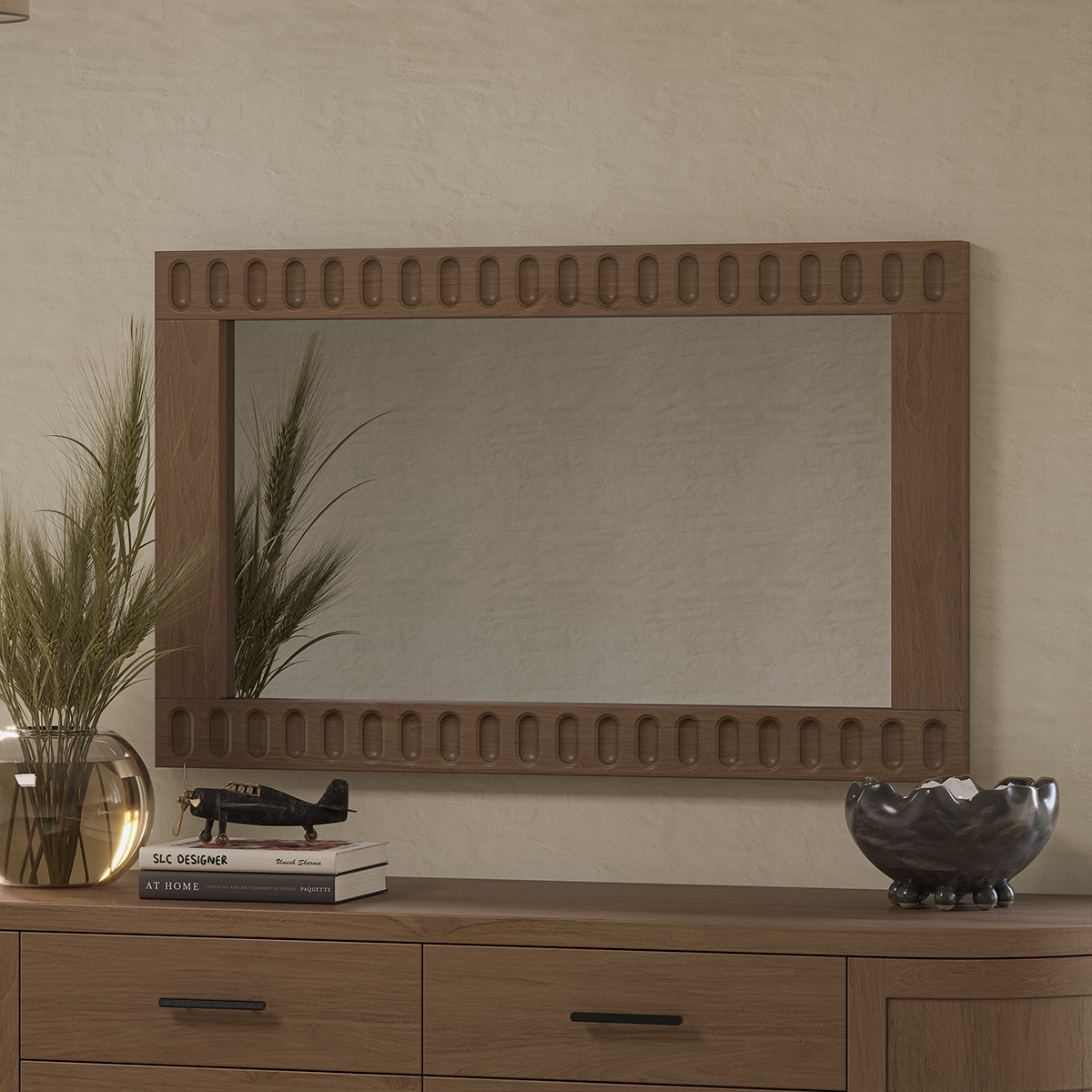 Innisfil Modern Carved Solid Wood Mirror Frame