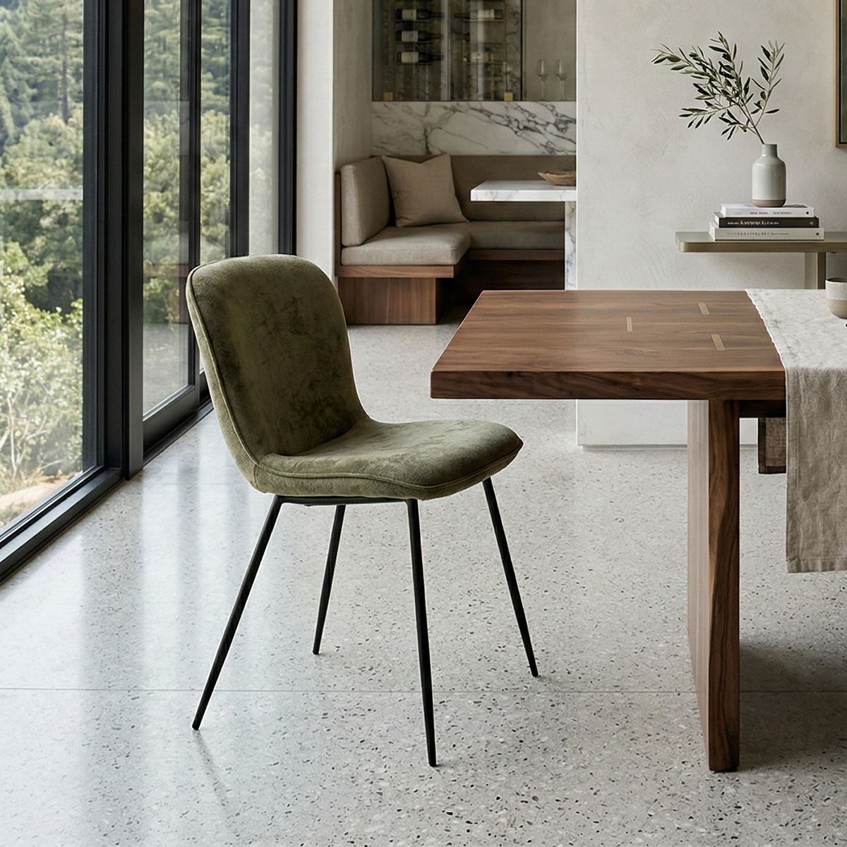 Revelstoke Olive Green Modern Armless Dining Chair