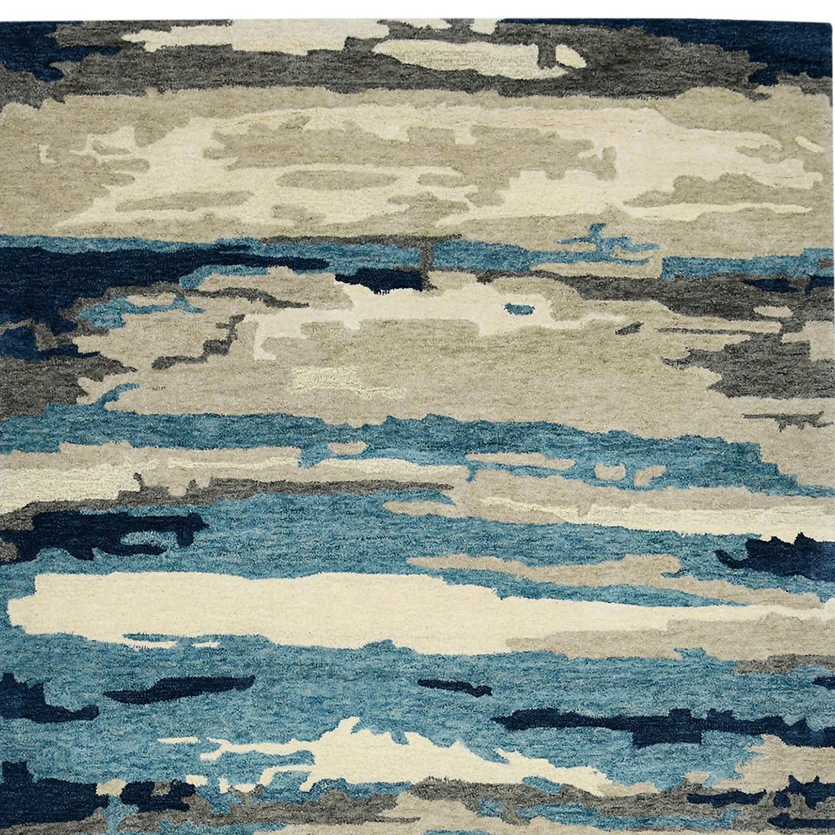 Humber Hand Tufted Wool Abstract Blue Area Rug