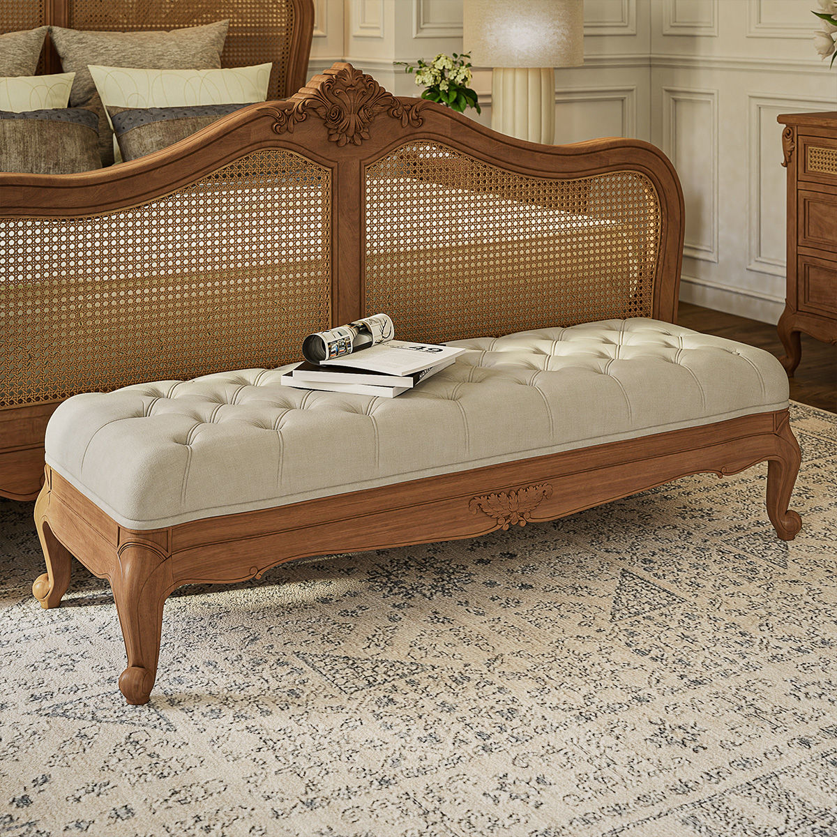 Gilbert French Provincial Upholstered Bedroom Bench