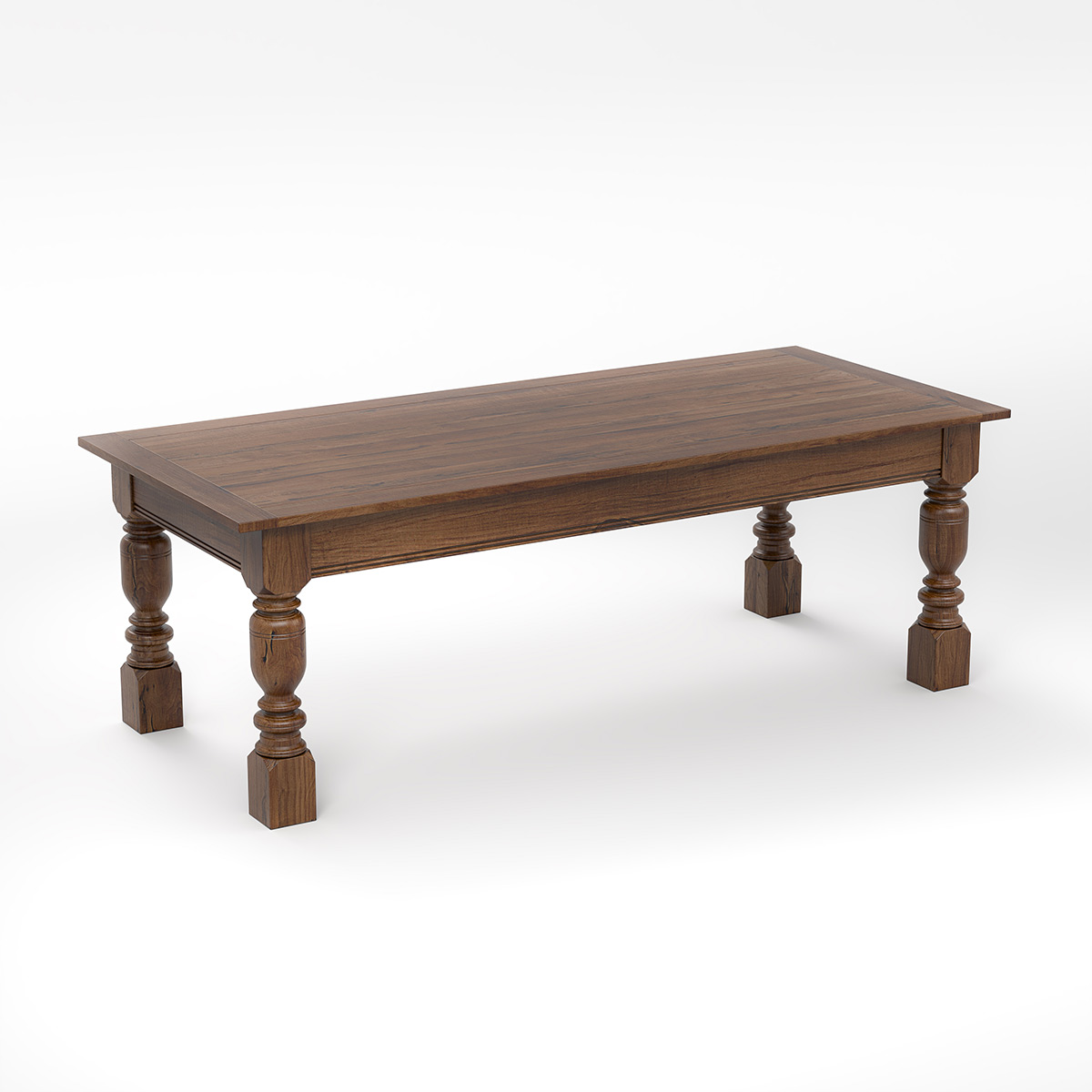 Adelanto Rustic Dark Teak Wood Rectangle Dining Table