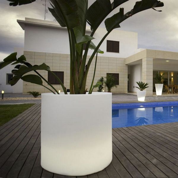 Illuminated Cylinder Outdoor Planter