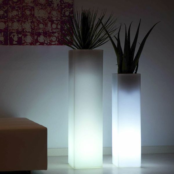 Illuminated Square Tower Outdoor Planter