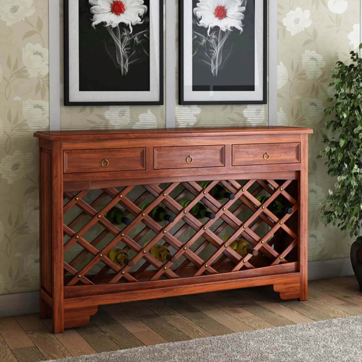 Nevada Console Table With Wine Rack